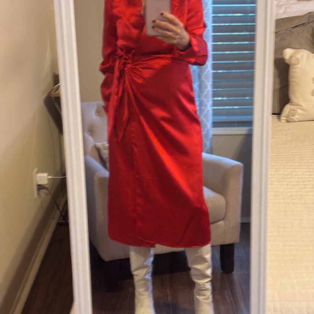 Red Worthington Satin wrap dress size Smalll NWT